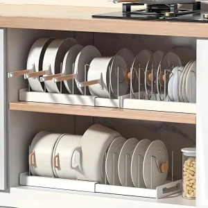 Heavy-Duty Pull-Out Pot Lid Organizer Rack