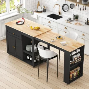 78'' Rolling Kitchen Island Dining Table